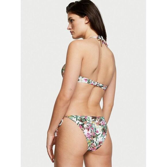 Victoria's Secret 38DD BOMBSHELL BIKINI XXL bottom WHITE GREEN PALM PINK ORCHID - Picture 5 of 5